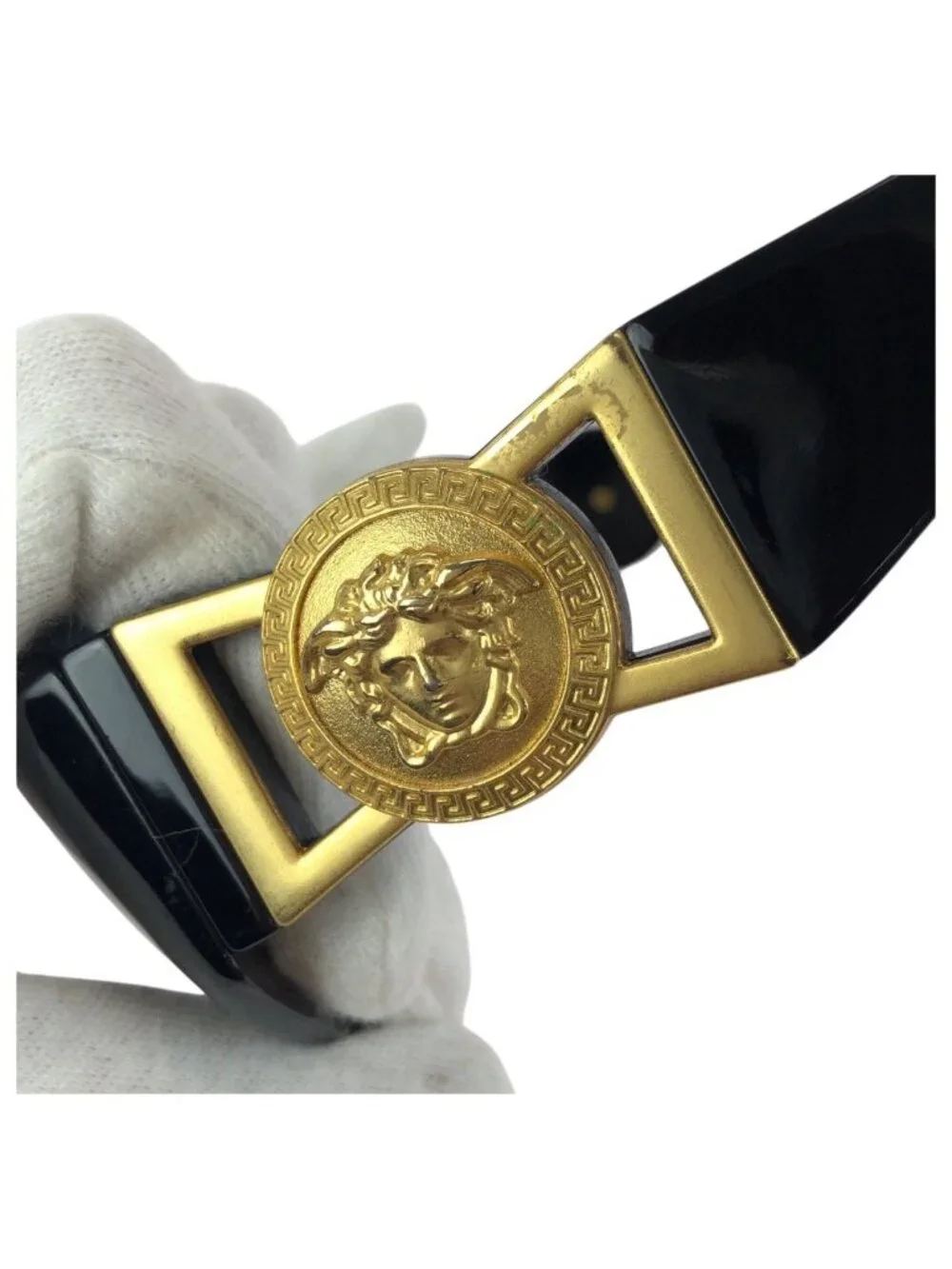 Versace Vintage Medusa Black Gold Acetate Metal Mod 424 Sunglasses Eyewear